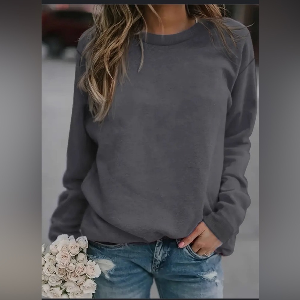 Cherish Charcoal Grey Long Sleeved Crew Neck Sweatshirt.  Size Small